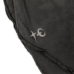 THUG CLUB Raw‑Edge Logo Sweat Shorts