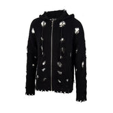 Trendy brand Thug Club Japanese and Korean Star Moon VW ripped hooded knit sweater unisex jacket top