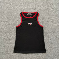 Thug Club American High Street Trendy Brand Summer Retro Contrast Letter Logo Embroidered Sleeveless Tank Top Sweatshirt Fog