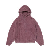 Thugclub imitation mink fur fur plush zipper pink cardigan jacket metal logo silhouette hooded sweater for men