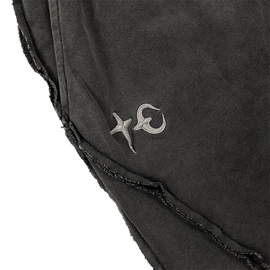 THUG CLUB Raw‑Edge Logo Sweat Shorts