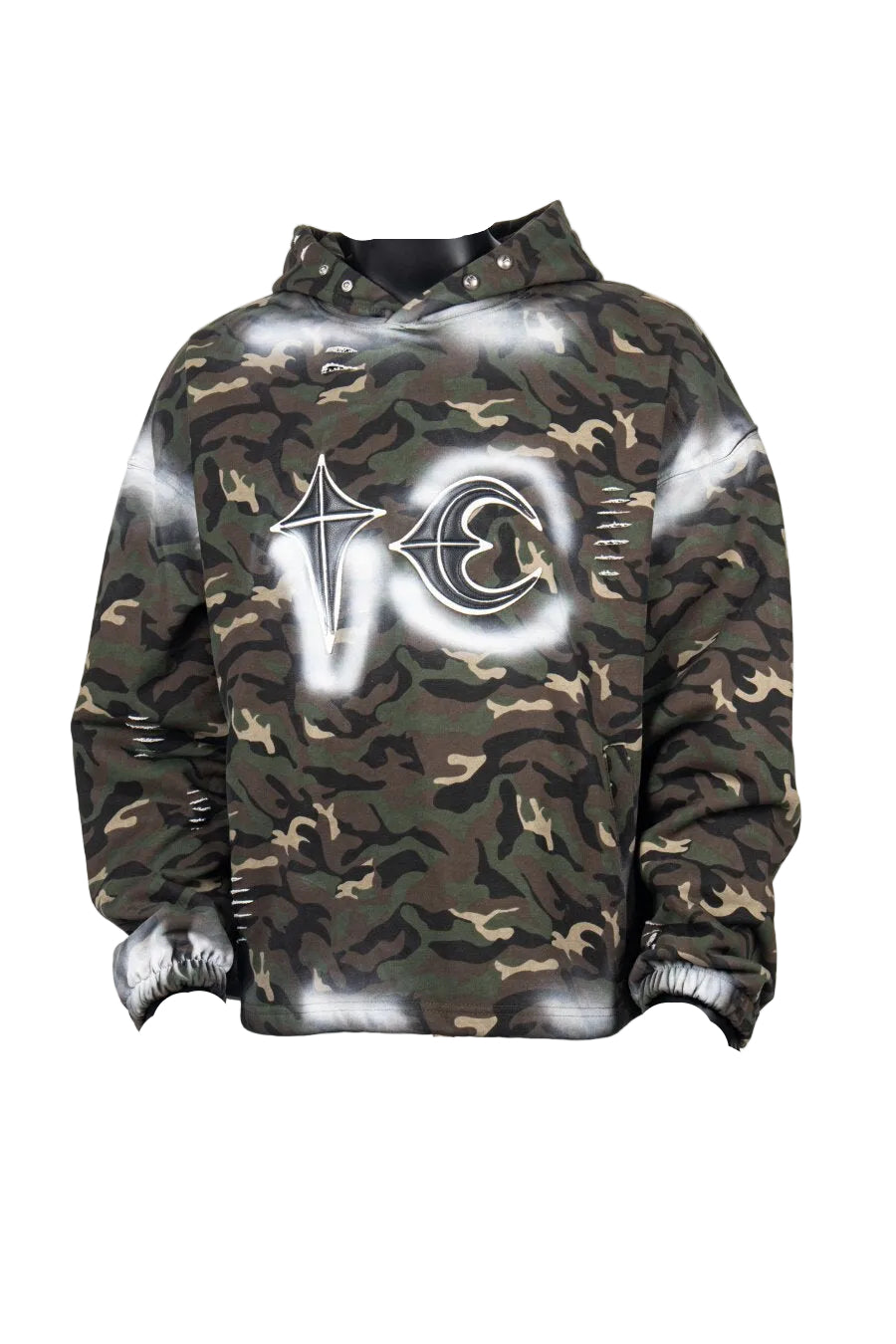 THUG CLUB Camo Spray‑Paint Hoodie