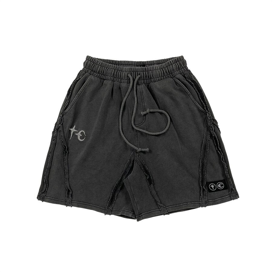 THUG CLUB Raw‑Edge Logo Sweat Shorts
