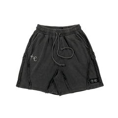 THUG CLUB Raw‑Edge Logo Sweat Shorts