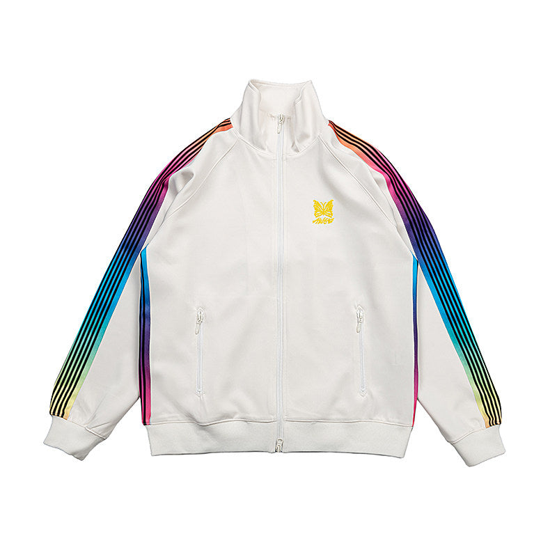 Needles White Rainbow‑Stripe Track Jacket