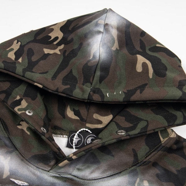 THUG CLUB Camo Spray‑Paint Hoodie