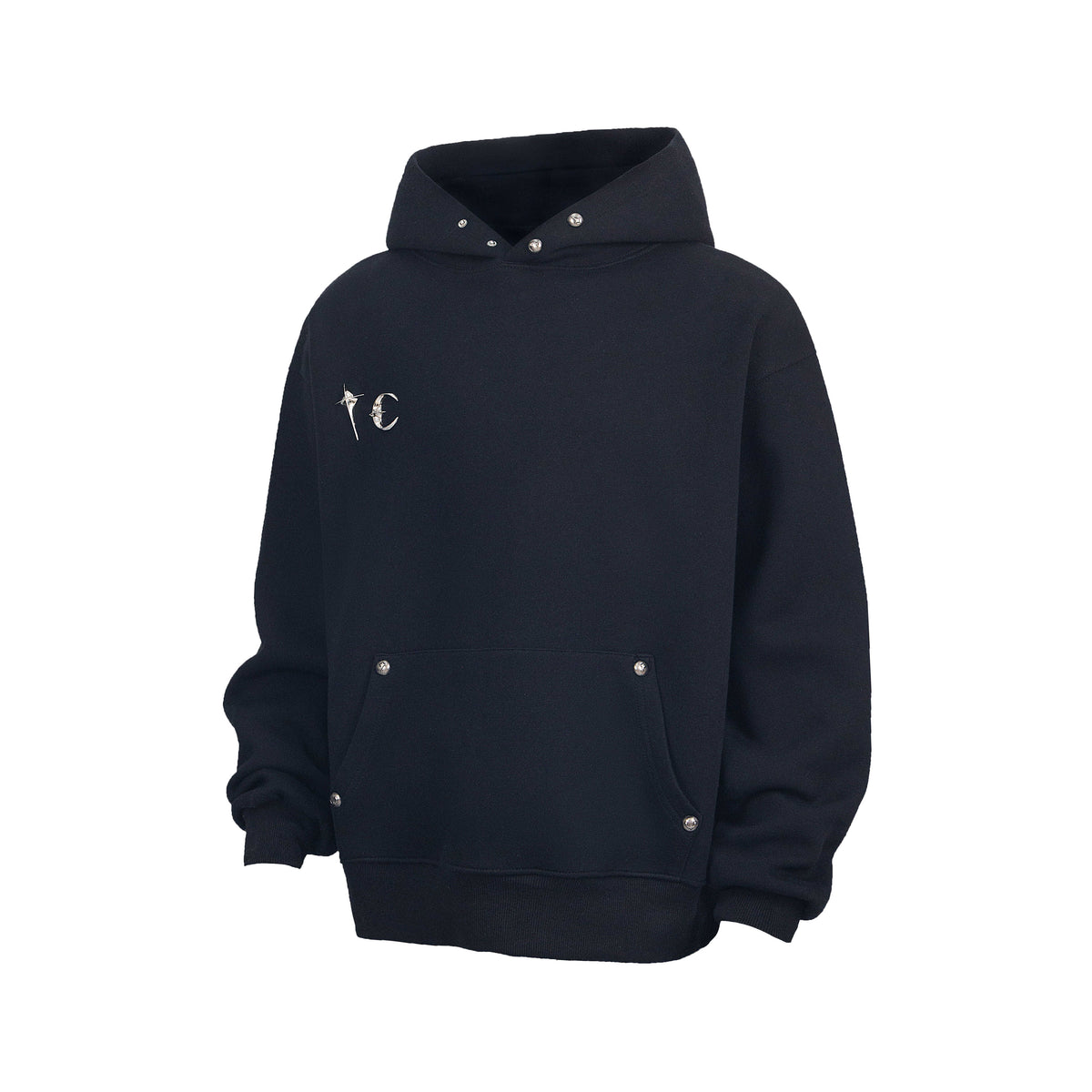 THUG CLUB Rivet‑Accent Logo Hoodie