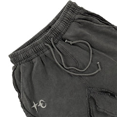 THUG CLUB Raw‑Edge Logo Sweat Shorts