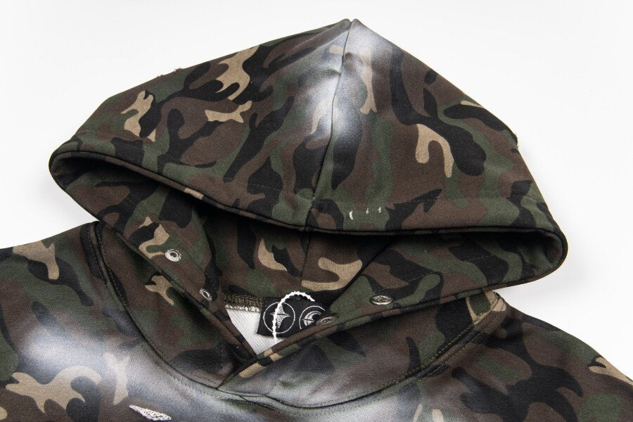 THUG CLUB Camo Spray‑Paint Hoodie