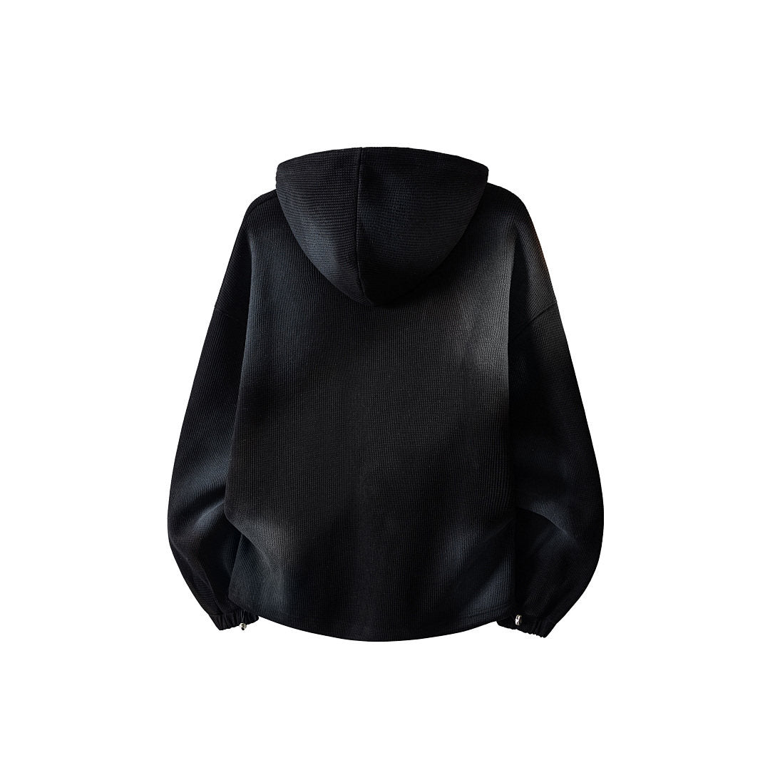 THUG CLUB Waffle‑Knit Rhinestone Hoodie
