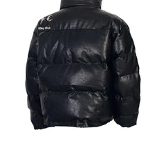 THUG CLUB Faux‑Leather Puffer Jacket