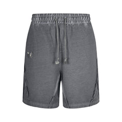 THUG CLUB Vintage‑Wash Metal‑Logo Sweat Shorts