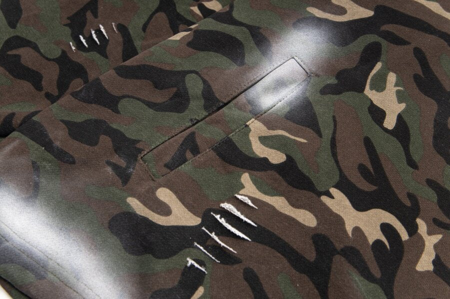 THUG CLUB Camo Spray‑Paint Hoodie