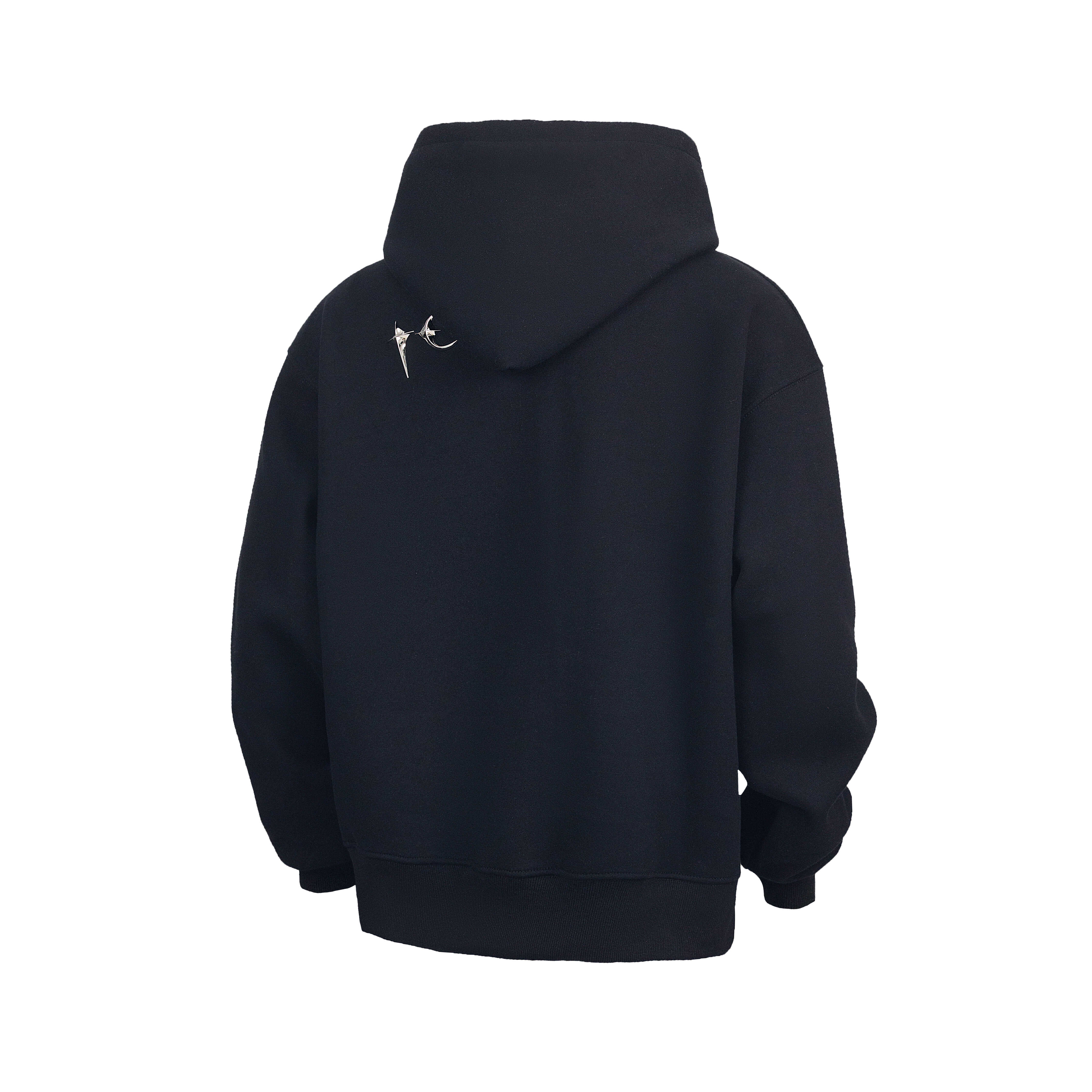 THUG CLUB Rivet‑Accent Logo Hoodie