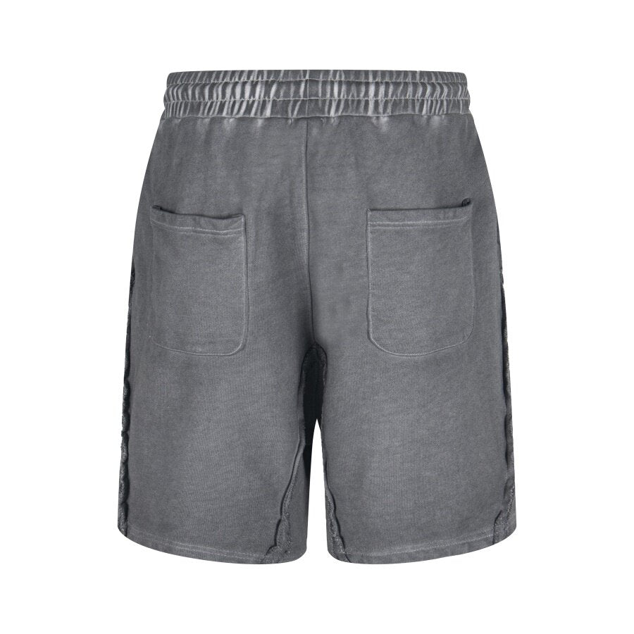 THUG CLUB Vintage‑Wash Metal‑Logo Sweat Shorts