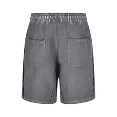THUG CLUB Vintage‑Wash Metal‑Logo Sweat Shorts
