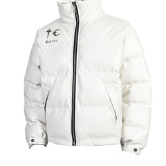 THUG CLUB White Faux‑Leather Puffer Jacket