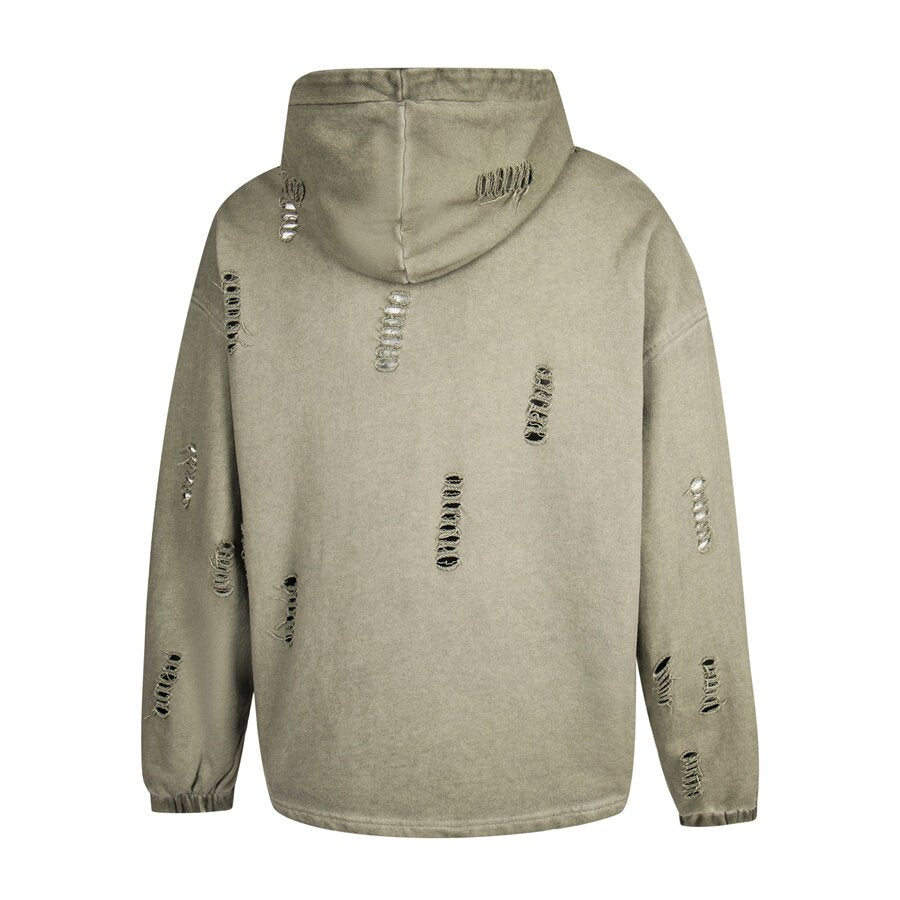 THUG CLUB Washed Horseshoe Distressed Hoodie