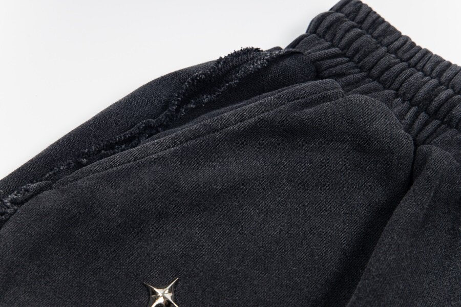 THUG CLUB Washed Metal‑Logo Sweat Shorts
