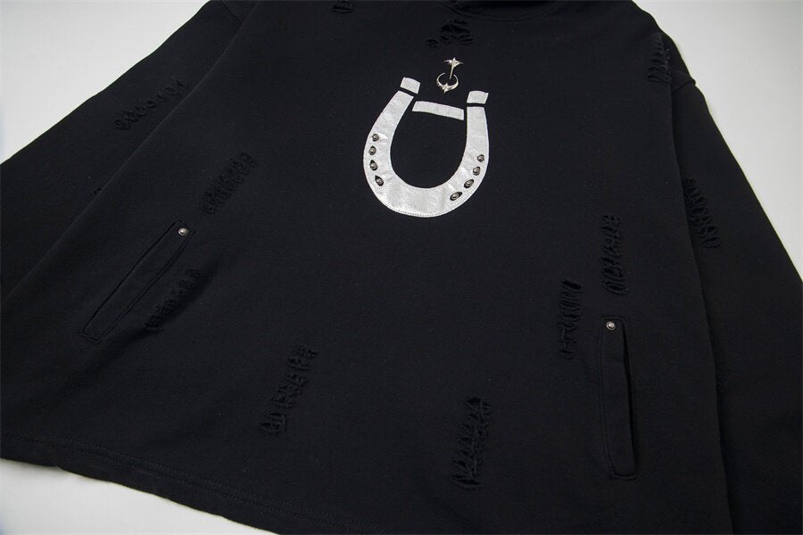 THUG CLUB Horseshoe Distressed Hoodie