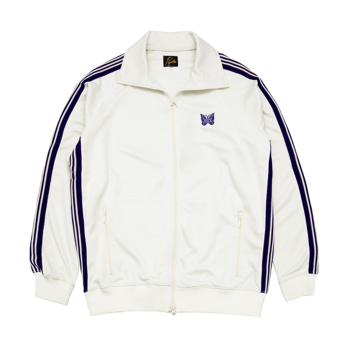 Needles White Navy‑Stripe Track Jacket