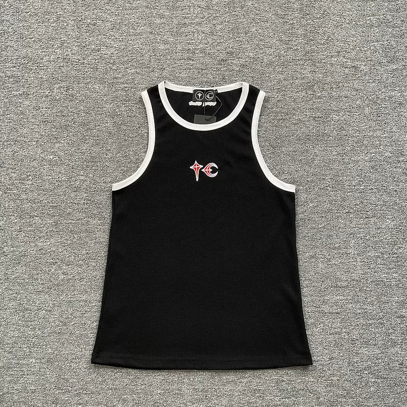 Thug Club American High Street Trendy Brand Summer Retro Contrast Letter Logo Embroidered Sleeveless Tank Top Sweatshirt Fog