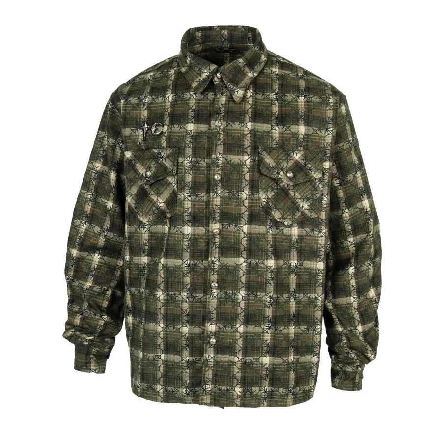 Thug Club American retro checkered long sleeved shirt, men's and women's loose and versatile casual trendy brand jacket jacket, autumn