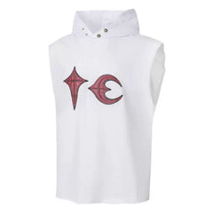 THUG CLUB Summer New Hooded Tank Top Star Moon Sticky Leather Embroidered Broken Hole Washed Heavy Industry Trendy Brand Men's and Women's T-Shirts