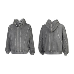 Thug Club Washed Raw‑Seam Zip‑Up Hoodie