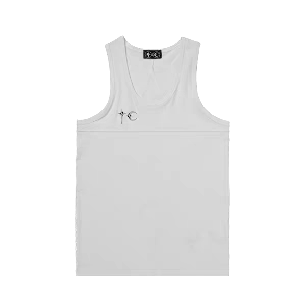 Thug Club 25SS Basic Silver Metal LOGO Retro Sleeveless Base T-shirt Round Neck Solid Color Tank Top