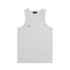 Thug Club 25SS Basic Silver Metal LOGO Retro Sleeveless Base T-shirt Round Neck Solid Color Tank Top