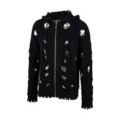 Trendy brand Thug Club Japanese and Korean Star Moon VW ripped hooded knit sweater unisex jacket top