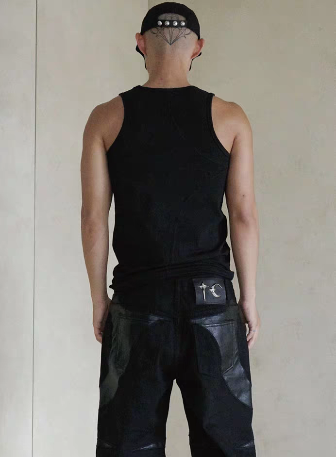 Thug Club 25SS Basic Silver Metal LOGO Retro Sleeveless Base T-shirt Round Neck Solid Color Tank Top