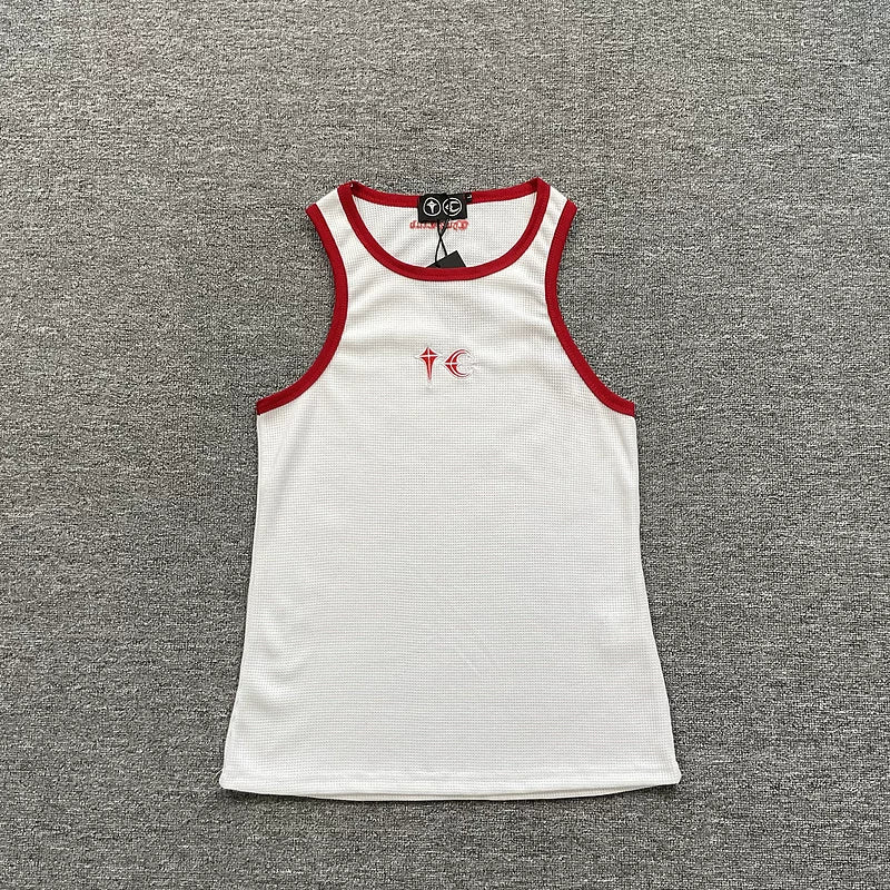 Thug Club American High Street Trendy Brand Summer Retro Contrast Letter Logo Embroidered Sleeveless Tank Top Sweatshirt Fog
