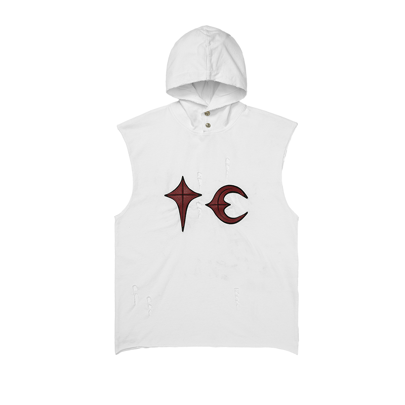 Thug Club Sleeveless Hooded Distressed Vest