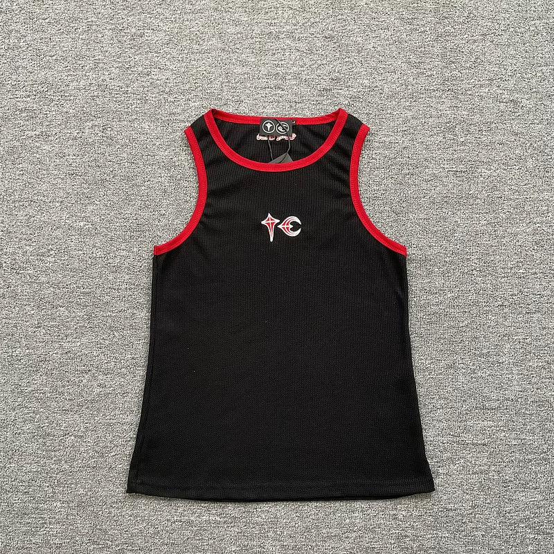 Thug Club American High Street Trendy Brand Summer Retro Contrast Letter Logo Embroidered Sleeveless Tank Top Sweatshirt Fog