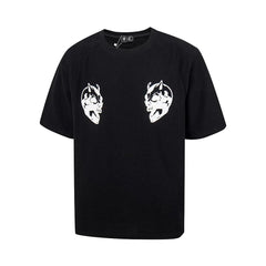 Thug Club小众潮牌双鬼头印花星月logo短袖美式复古休闲纯棉T恤潮