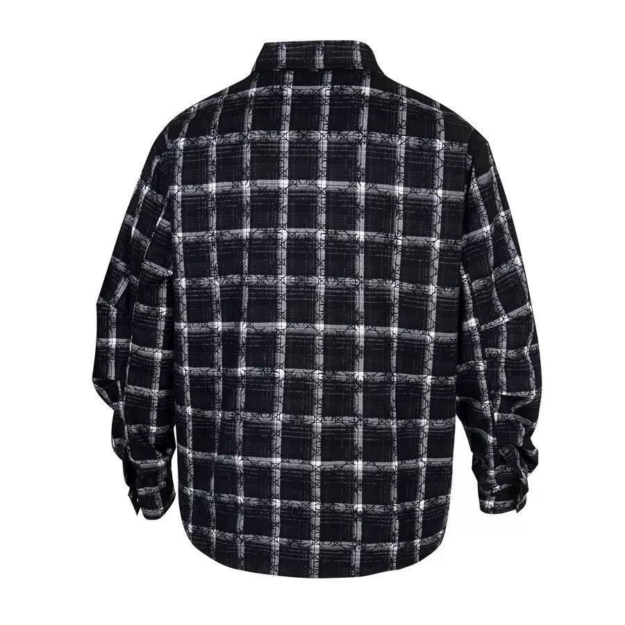 Thug Club American retro checkered long sleeved shirt, men's and women's loose and versatile casual trendy brand jacket jacket, autumn
