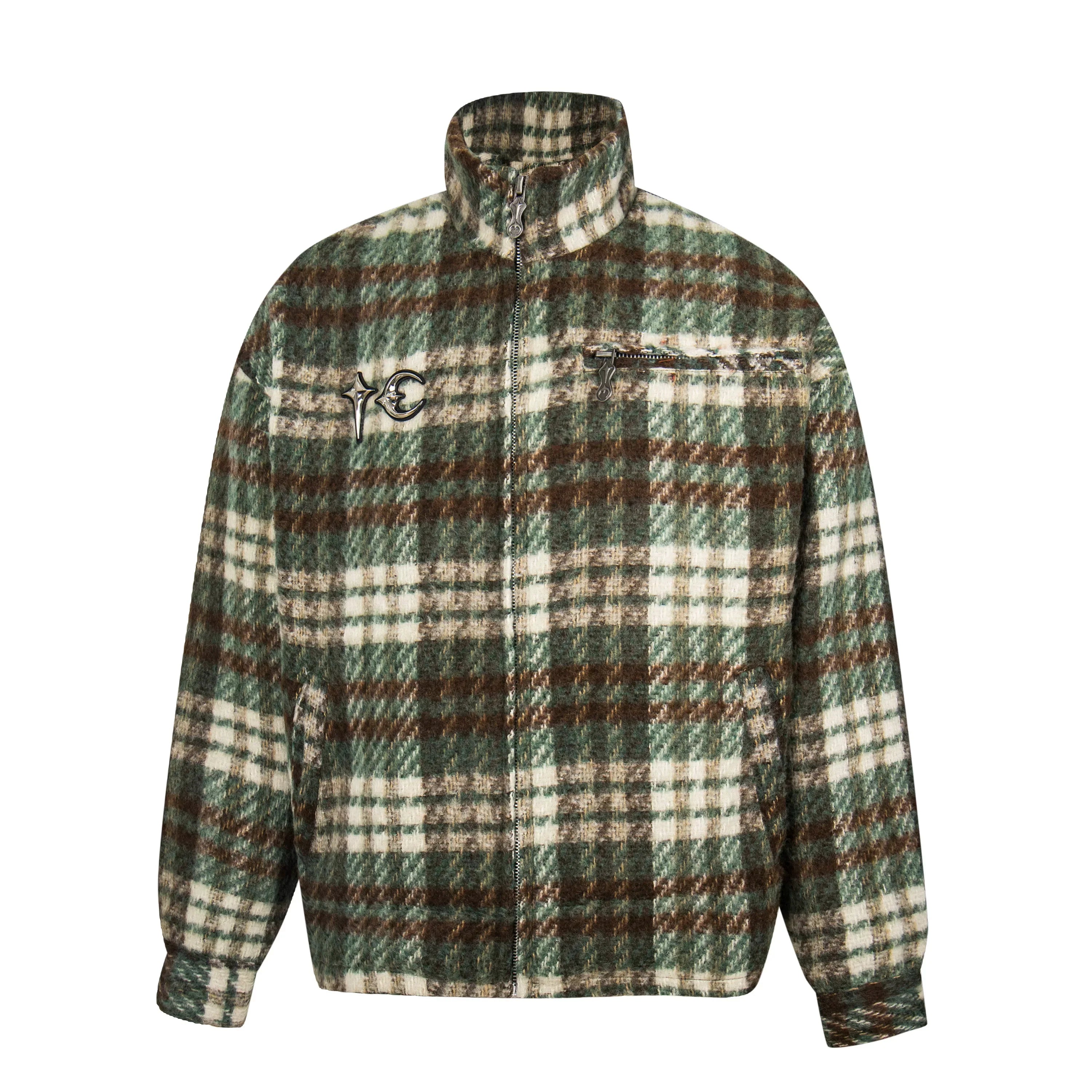 Thug Club Green Plaid Fleece Zip Jacket