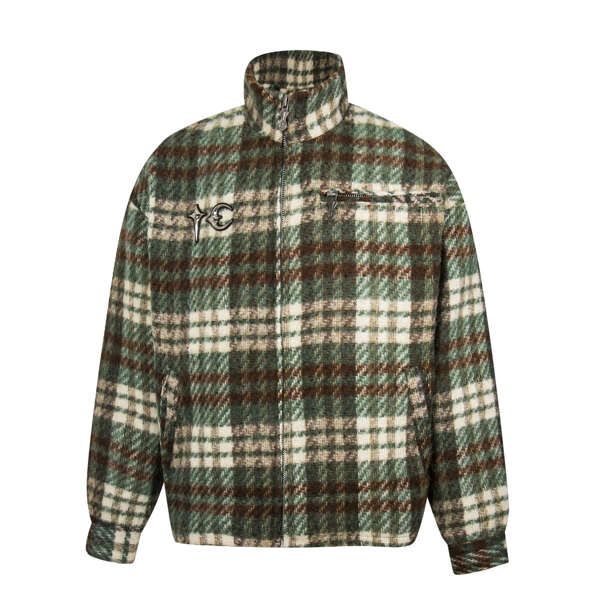 Thug Club Green Plaid Fleece Zip Jacket