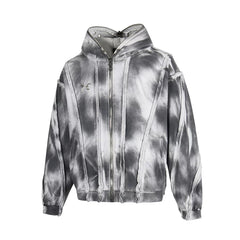 Thug Club American retro distressed washed and ripped zipper jacket, men's and women's loose casual hooded sweatshirt, trendy