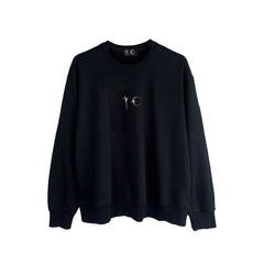 THUG CLUB Center Metal‑Logo Crewneck