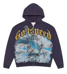 Godspeed Chrome Liberty Zip Up Hoodie Navy